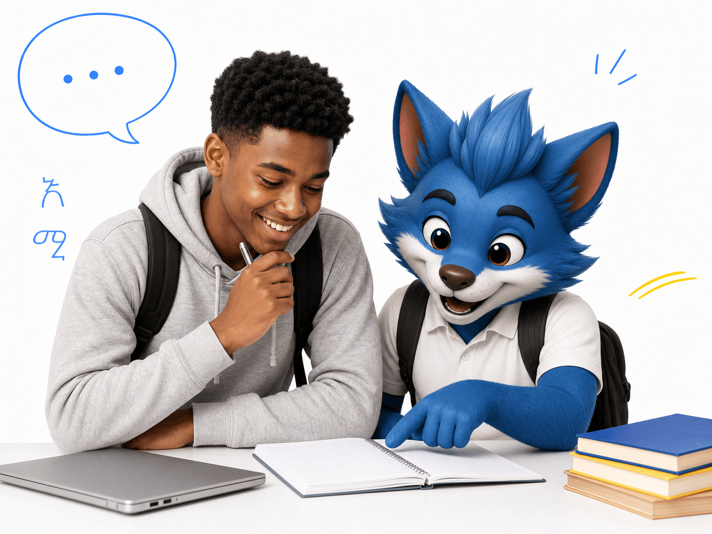 Student exploring a lesson with Luma and Lucy AI