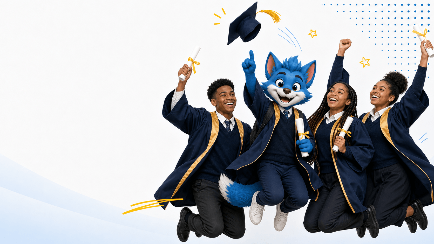 Student celebrating exam progress with Luma