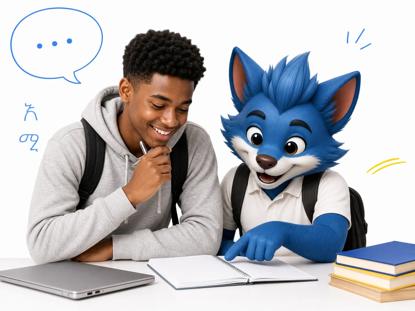 Student exploring a lesson with Luma and Lucy AI