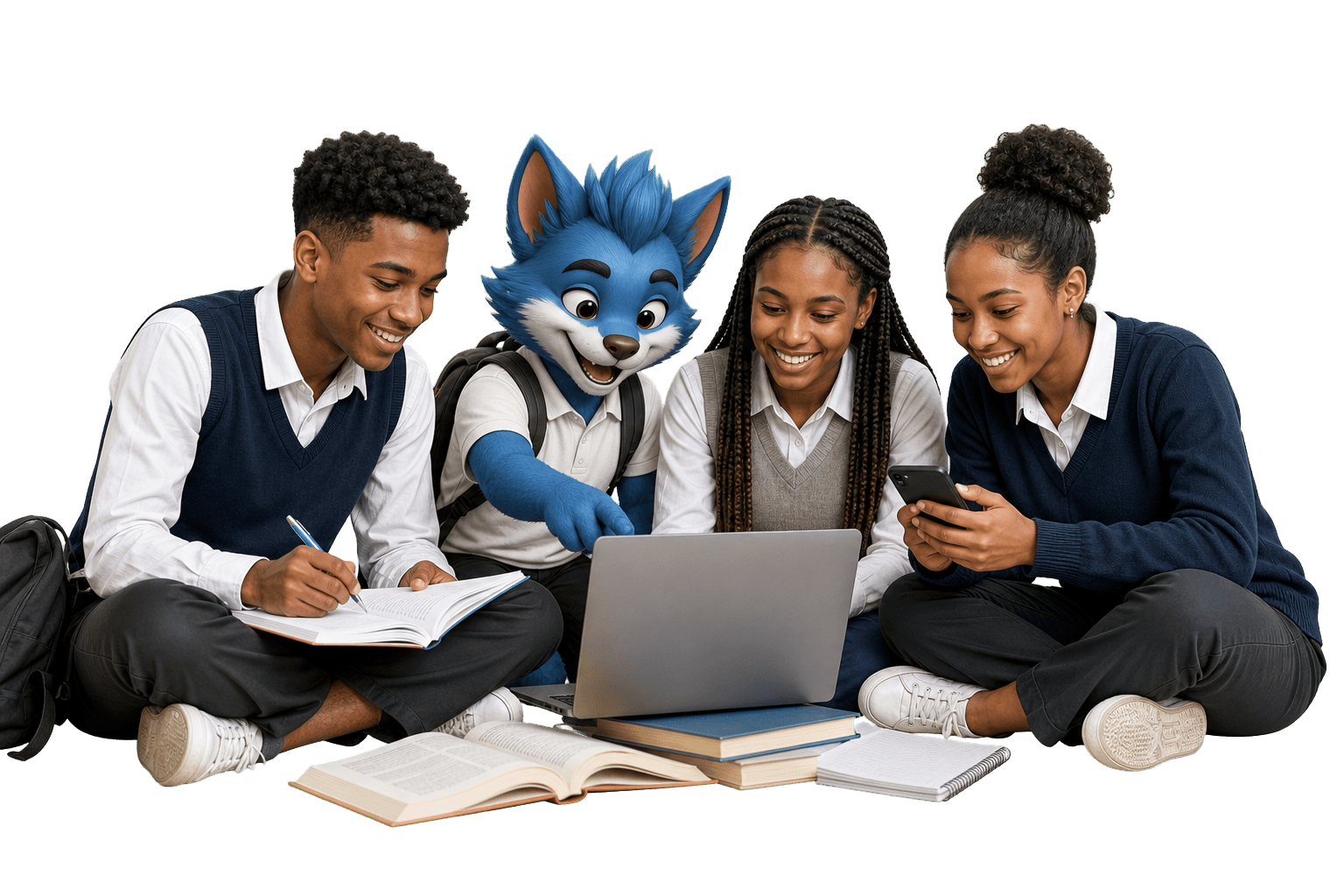 Students studying together with Luma