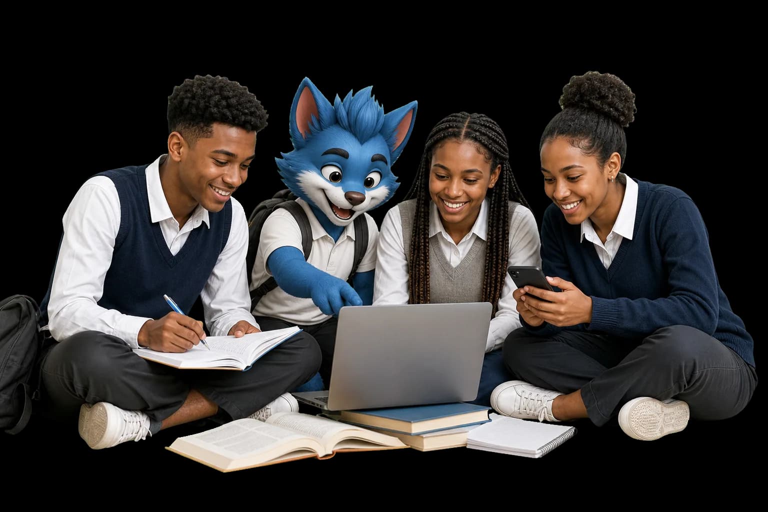 Students studying together with Luma
